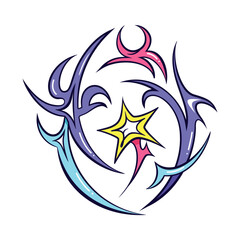 Vector Y2k Star Starburst Neon Futuristic Cartoon Illustration Isolated