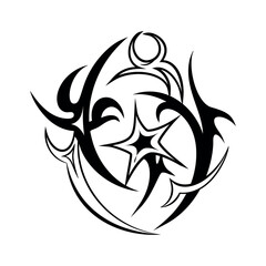 Vector Y2k Tattoo Star Starburst Futuristic Cartoon Illustration Isolated