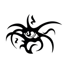 Vector Y2k Tattoo Eye Demon Tribal Cartoon Illustration Isolated