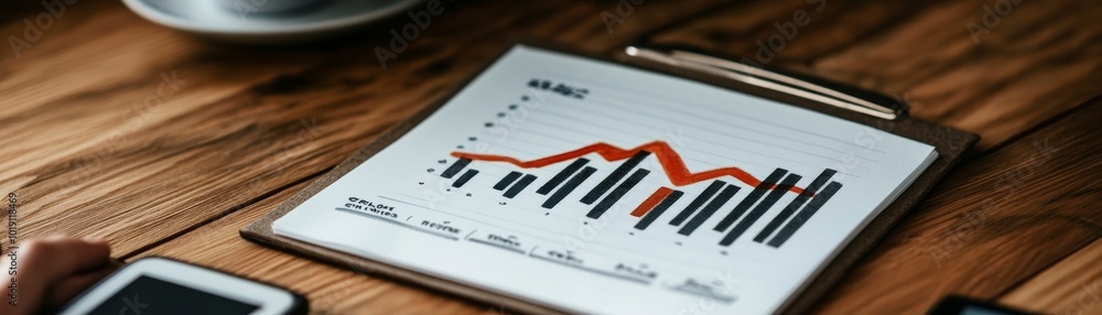 Aufkleber writing analysis on business performance graph