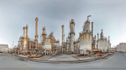 Industrial Facility with Towers and Pipelines