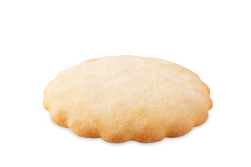 Shortbread cookie in the form of circle on a white isolated background