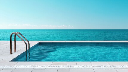 Obraz premium Clean Pool View with Serene Background and Clear Water