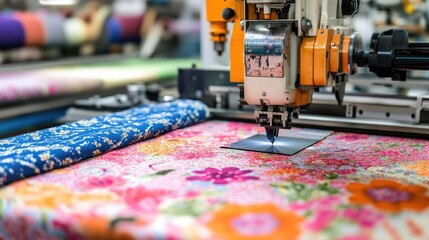 Textile Machinery in Action at a Fabric Printing Facility