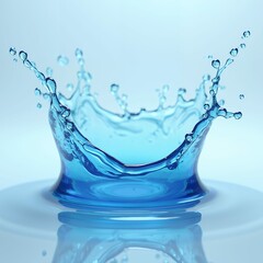 A dynamic splash of blue liquid on a clean white background. Suitable for various design projects