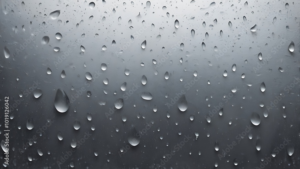 Poster photograph featuring a close up view of raindrops on a glass surface capturing the intricate details