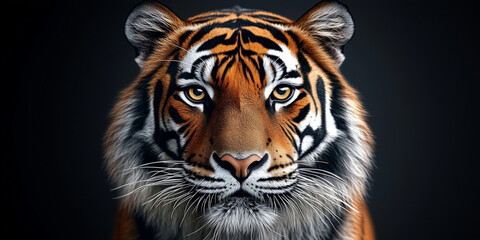 Fototapeta premium Tiger on black banner