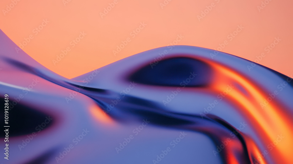 Poster captivating abstract wave: the harmony of metallic colors and fluid forms