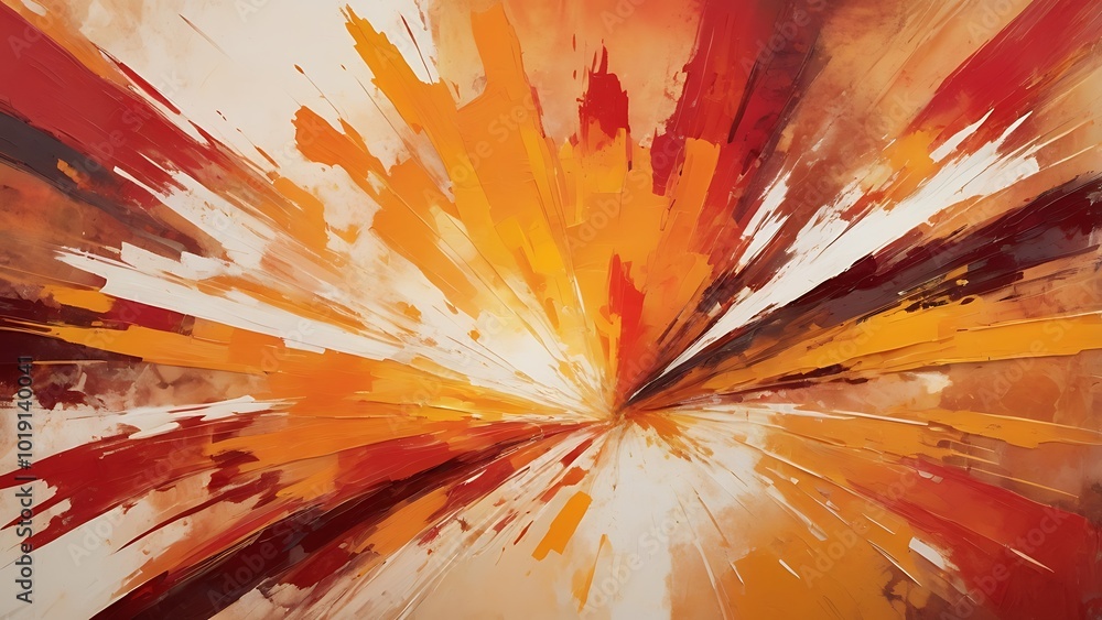 Poster abstract painting background with a dynamic and fluid style, featuring a vibrant blend of warm color