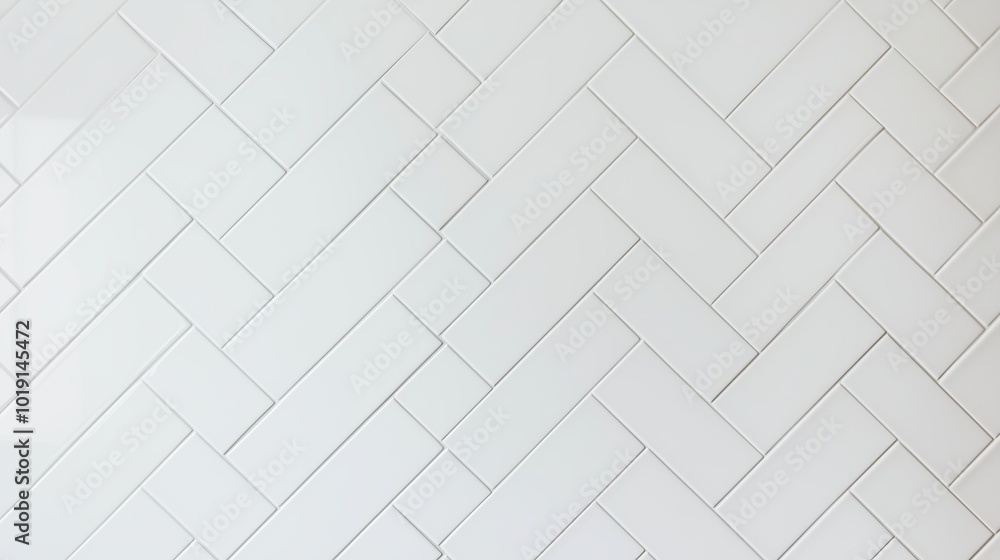 Poster white tile pattern with a chevron design. the tiles are white and arranged in a zigzag pattern