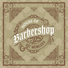 Vintage Barbershop label in vintage style