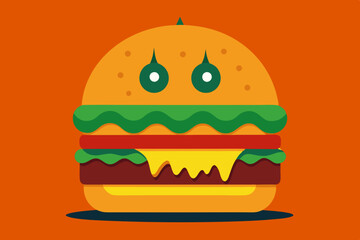Halloween party burger vector illustration - Halloween burger illustration monster burger vector art.with white background