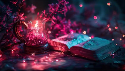 Fantasy podcast and audiobook advertising, vibrant colors, studio settings, photography, engaging