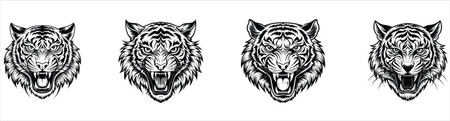 Fototapeta premium Angry tiger head set