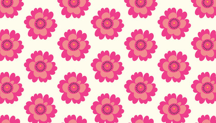 Seamless  Pink flowers pattern. Abstract origami flowers background. 