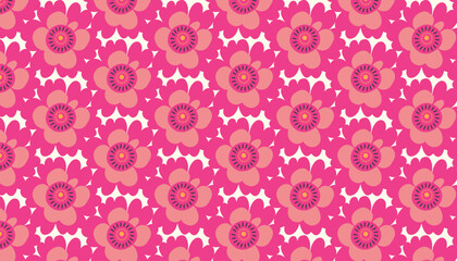 Seamless  Pink flowers pattern. Abstract origami flowers background. 