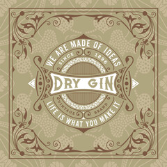 Whiskey label with old frames