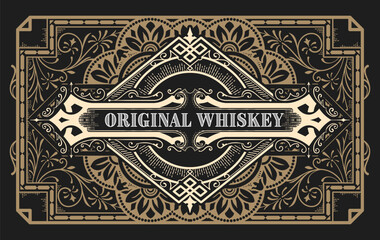 Whiskey label with old frames