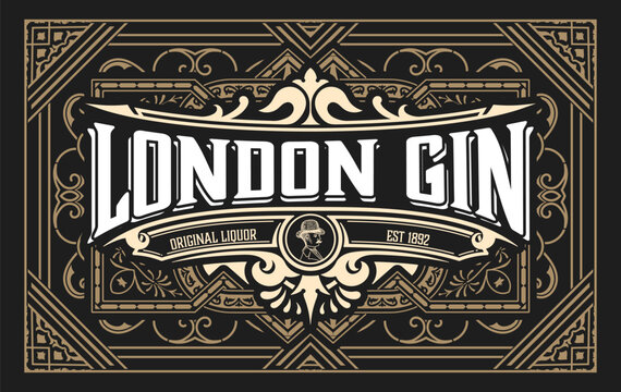 Whiskey label with old frames