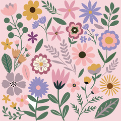 Collection of flowers. Vector botanical flowers background. style for banners, wallpaper, posters, websites, online shopping.Vector illustration design and creative idea,eps 10.	
