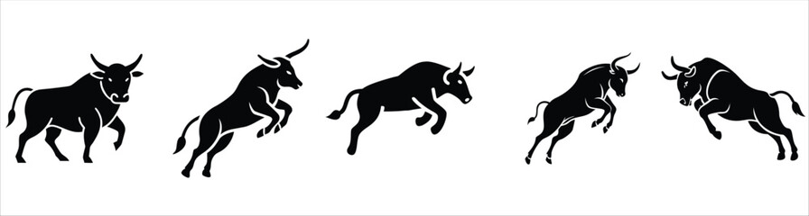 Fototapeta premium Silhouette of a bull jumping 