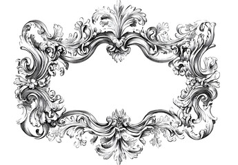 Vintage label frame design, line art drawing, detailed and intricate ink lines design, white background design,