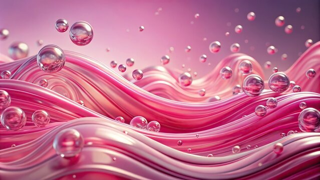 abstract background of pink waves and bubbles