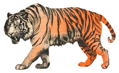 Fototapeta premium PNG A running tiger wildlife animal mammal.