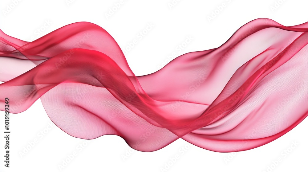 Poster an isolated image of floating red fabric blowing against a white background
