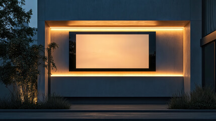 modern architecture digital billboard lighting at dusk