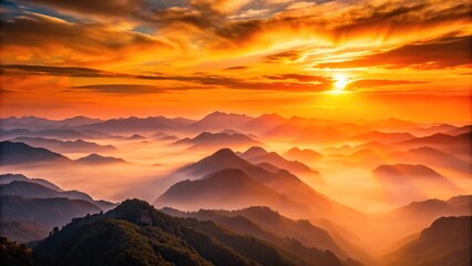 Fototapeta premium abstract background of sunset between mountains with orange colors