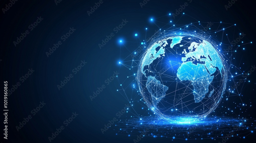 Poster a high-tech background combined with a dynamic masterpiece of geospatial information