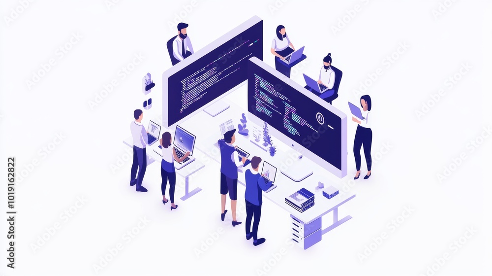 Poster including an image showing designers and developers incorporating inclusive design practices in acce