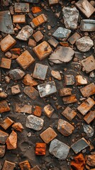 Urban design element featuring bricks and rocks at a community event captured from above