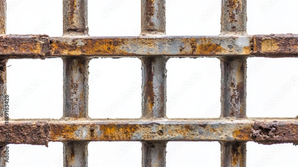 Wall mural iron or steel prison bars isolated on transparent background, law and justice punishment for crime, 