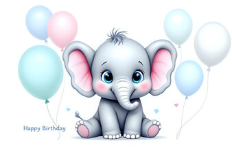 elephant with balloons, baby elephant