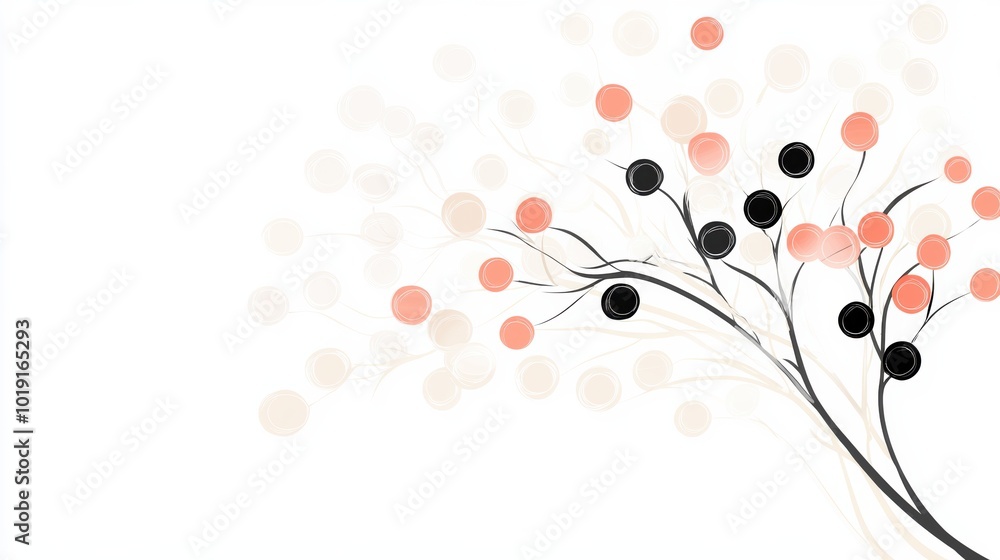Poster abstract tree with colorful circles on white background