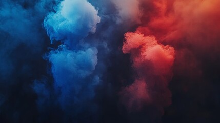 The concept of versus, competition, and fight is embodied by an abstract depiction of nebula smoke fire on a black background