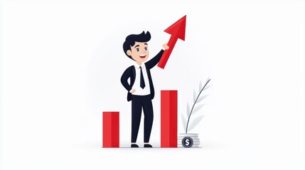 Business Growth Concept with Cartoon Character