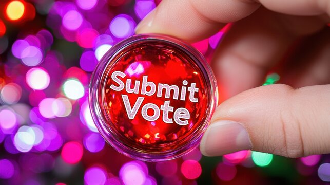 Red Submit Vote Button with Colorful Background