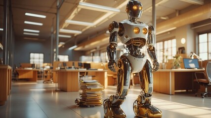 humanoid robot works in the office