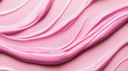 a luxurious horizontal arrangement of swatches featuring pink liquid blush, elegantly shaped with smooth curves, displayed on a soft blush background