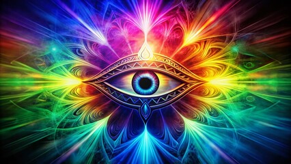 Mystical Third Eye Symbol Representing Intuition, Insight, and Spiritual Awareness in Vibrant Colors