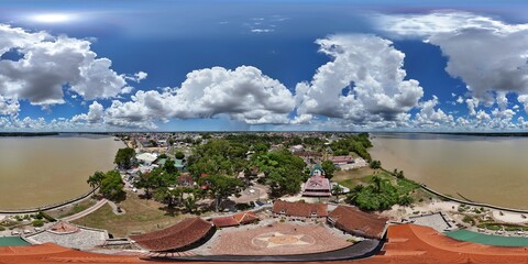 360 aerial photo taken with drone of Fort Zeelandia in Paramaribo, Suriname