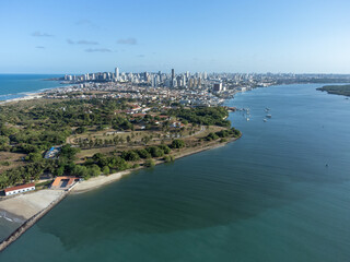 Aerial view of the city of Natal from the Newton Navarro Bridge.