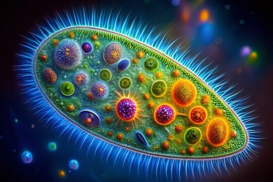 Paramecium Under Microscope at 40x Magnification Showing Unique Shape and Cellular Structure Details
