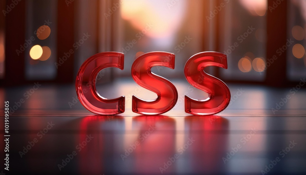 Poster creative 3d css text design in vibrant red