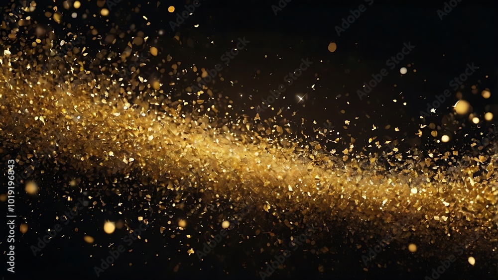 Poster abstract illustration grunge texture featuring a dynamic and shimmering display of golden glitter pa