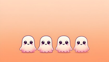 Obraz premium ghostly figures showing different emotions against a bright orange backdrop