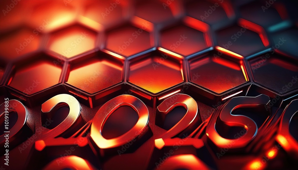 Poster futuristic hexagonal pattern with 2025 theme